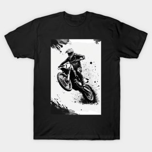 Dirt bike cool wheelie - ink splash white background T-Shirt